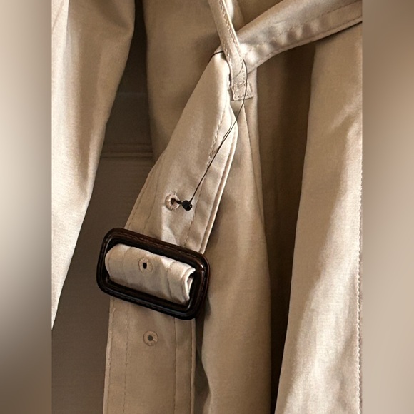 Liz Claiborne Womens Double Breasted Khaki Belted Classic Trench Coat Size XL - Picture 7 of 16